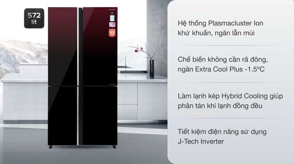 Giá bán Tủ lạnh Sharp inverter 572 lít SJ-FXP640VG-MR. Model 2021. Hàng mẫu trưng bày