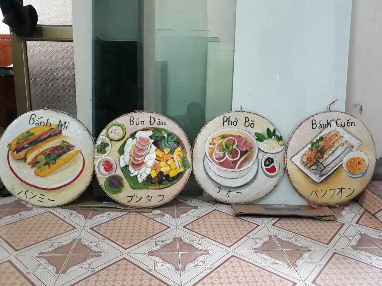 Nhận vẽ mẹt tre trang trí nhà hàng theo yêu cầu lh 0978945425