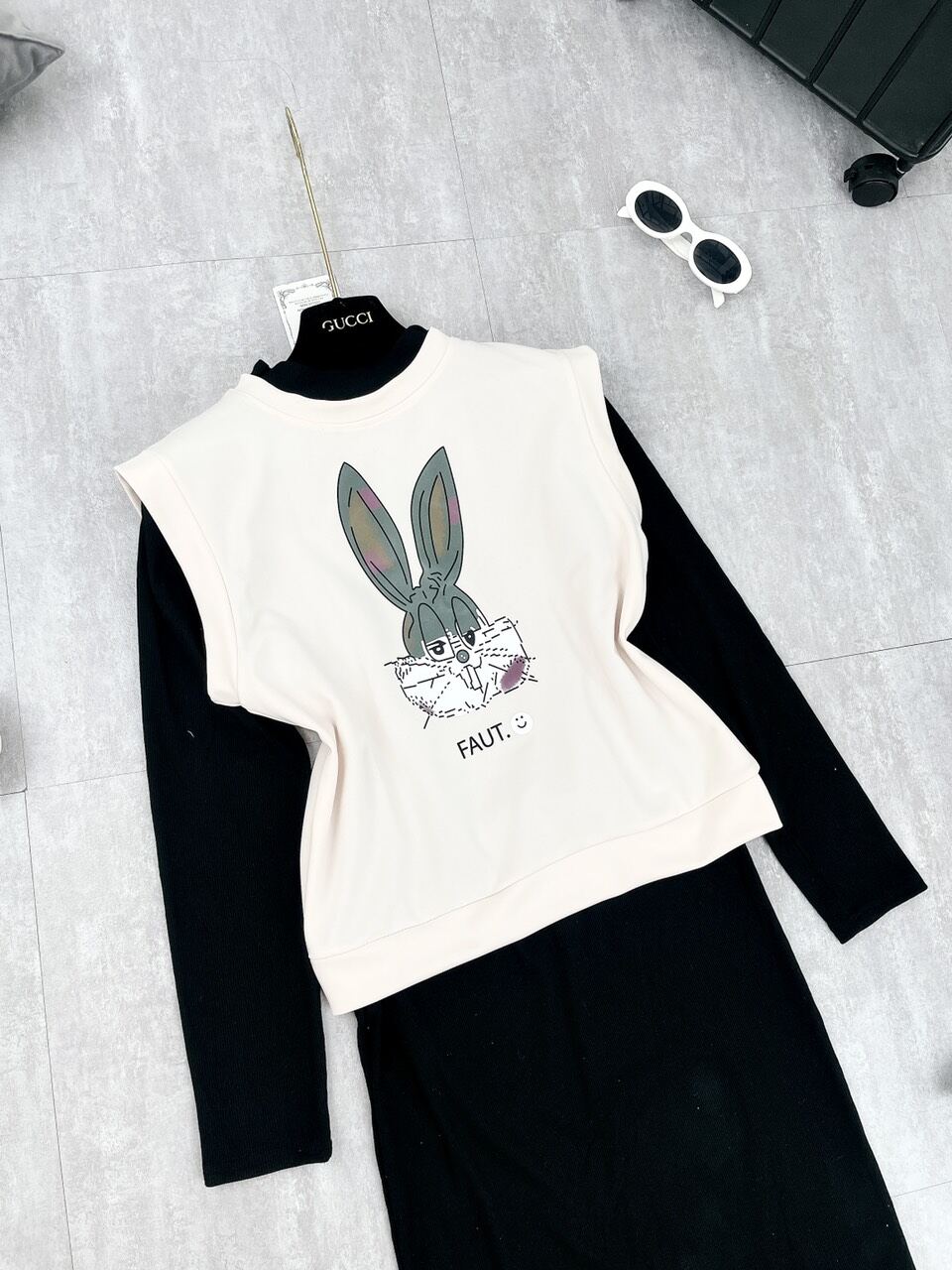 Sét váy suông kèm gile thỏ TH39