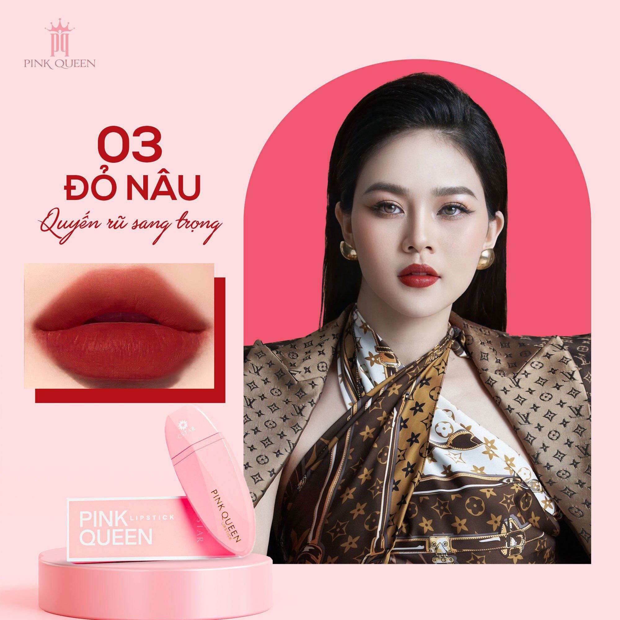 Son Siêu Lì Pink Queen ( Mã 03 Đỏ Nâu )