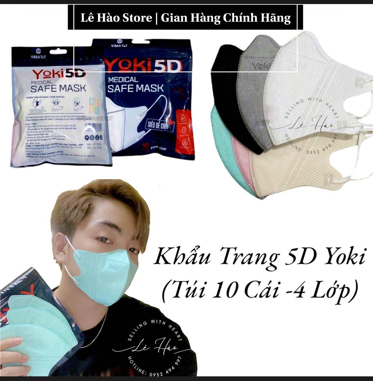 Set 50 Cái Khẩu Trang Yoki  5D Mask Thiết Kế Siêu Dễ Chịu 4 Lớp Kháng Khuẩn