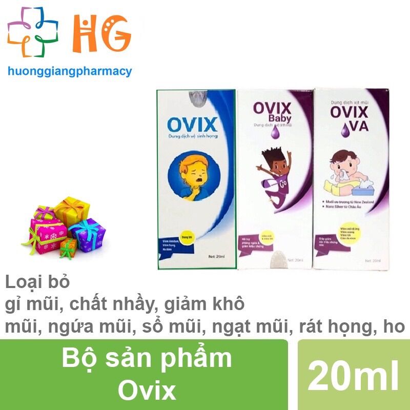 Bộ sản phẩm Xịt Mũi Họng Ovix Baby và Dung dịch vệ sinh mũi họng