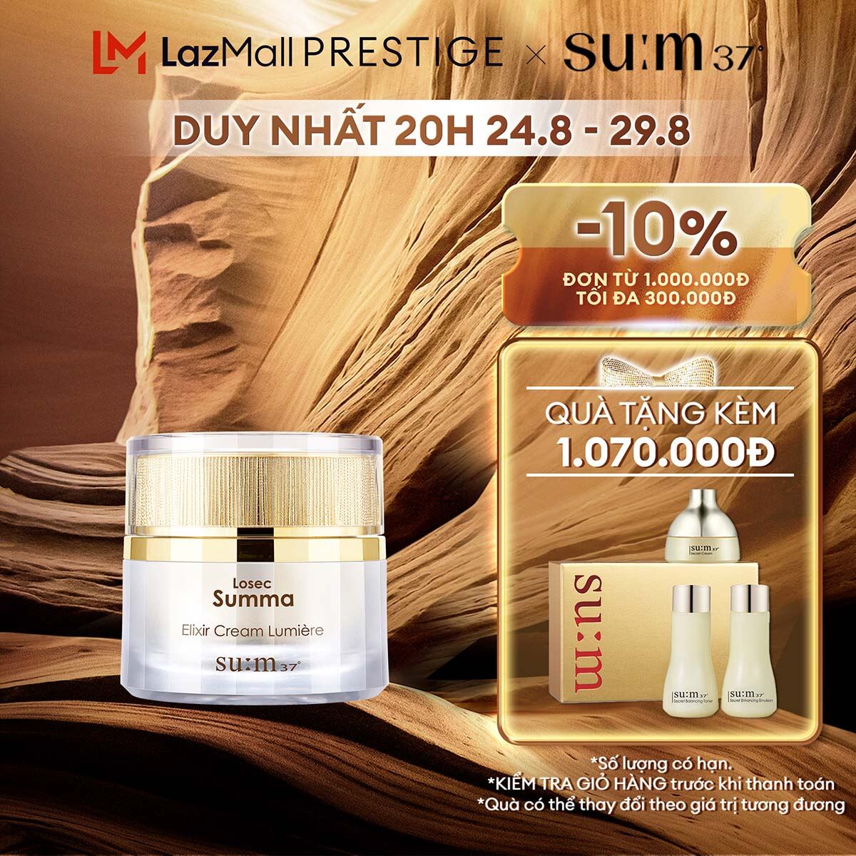 Kem thanh lọc tái tạo da dưỡng sáng mịn Su:m37 Losec Summa Elixir Cream Lumiere 60ml