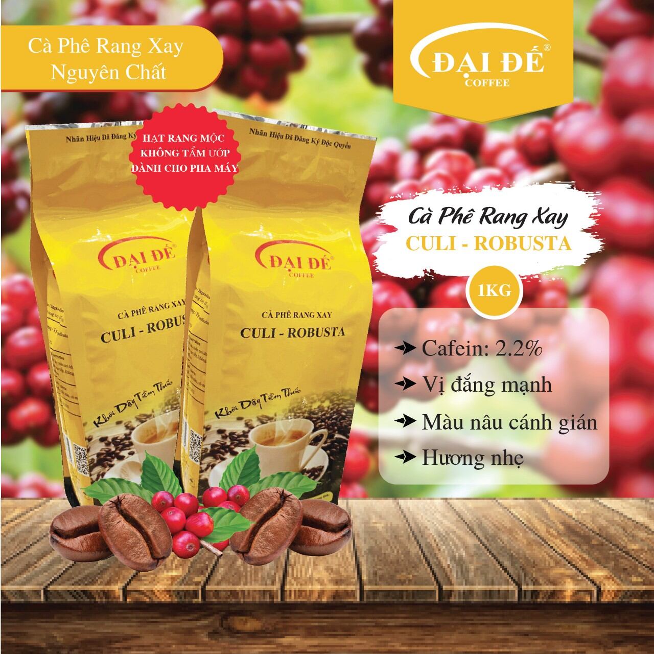 Cà phê Rang Xay Nguyên Chất CuLi-Robusta 500g