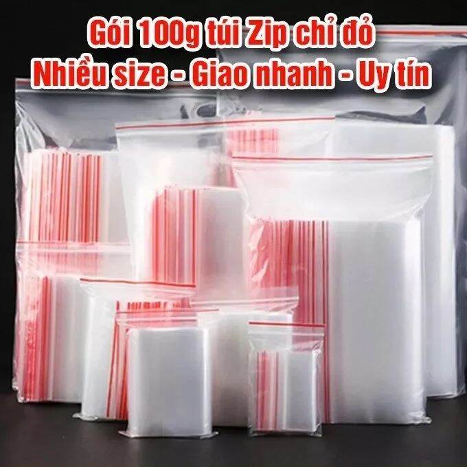 100gr Túi Zip Chỉ Đỏ size 15x20cm