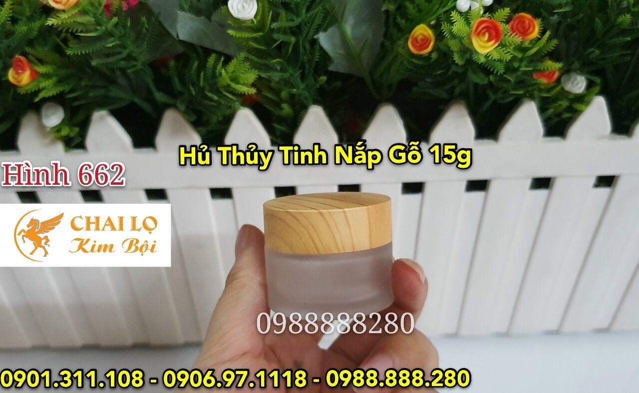 Hũ chiết mỹ phẩm- Hủ Thủy Tinh Nắp Gỗ 15g