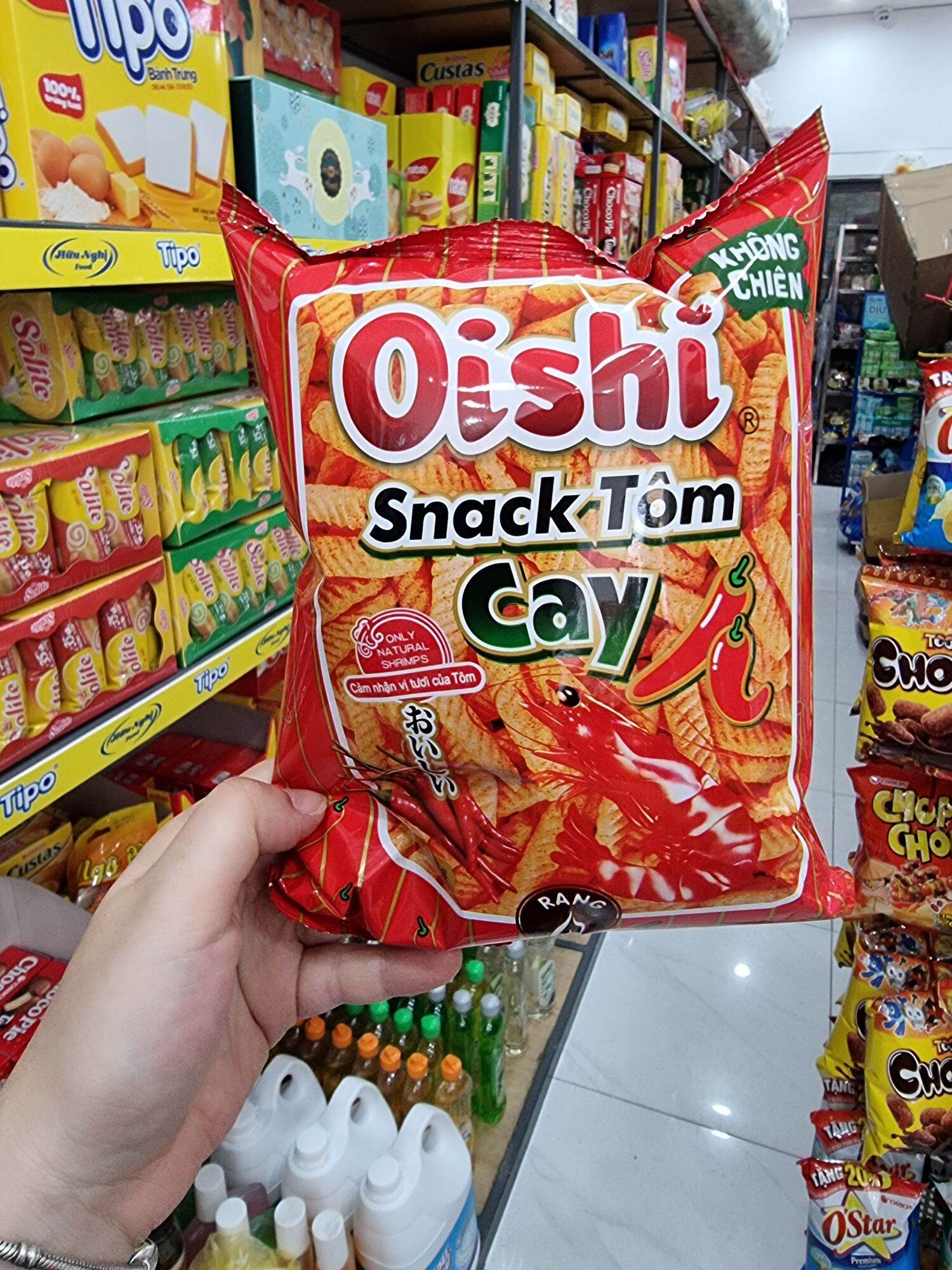 Bịch 10 gói Snack bimbim Oishi tôm cay gói đỏ 40g