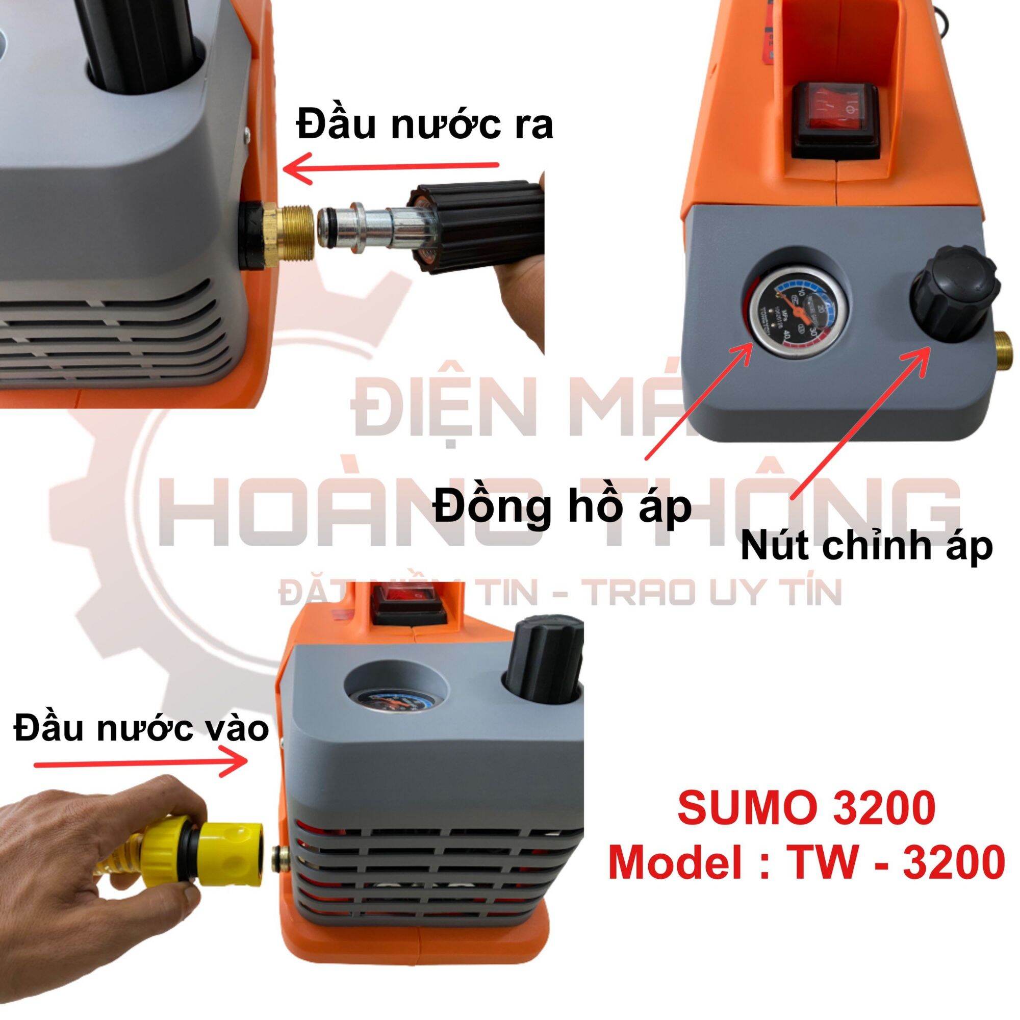 Máy xịt rửa xe SUMO 3200W có chỉnh áp siêu mạnh