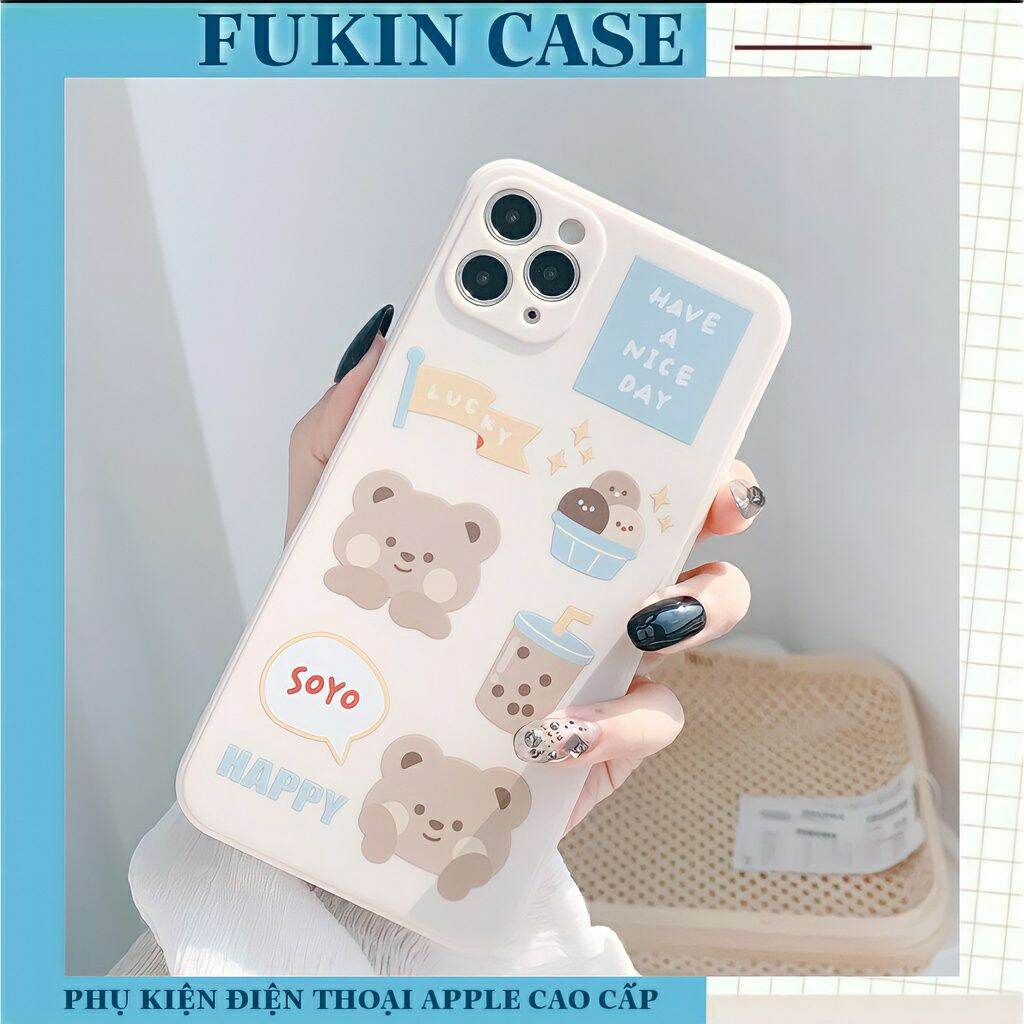 Ốp lưng iphone Gấu Soyo cạnh vuông 6/6plus/6s/6splus/7/7plus/8/8plus/x/xs/11/12/pro/max/plus/promax