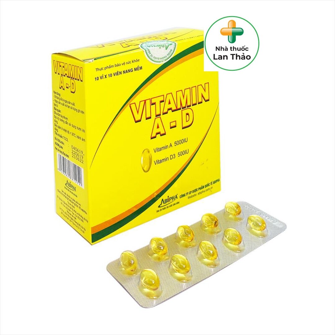 Vitamin a d abipha hộp 100 viên