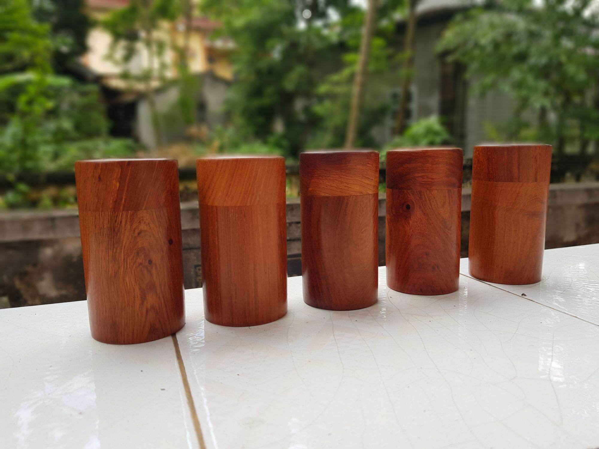 Lọ tăm gỗ hương hình trụ