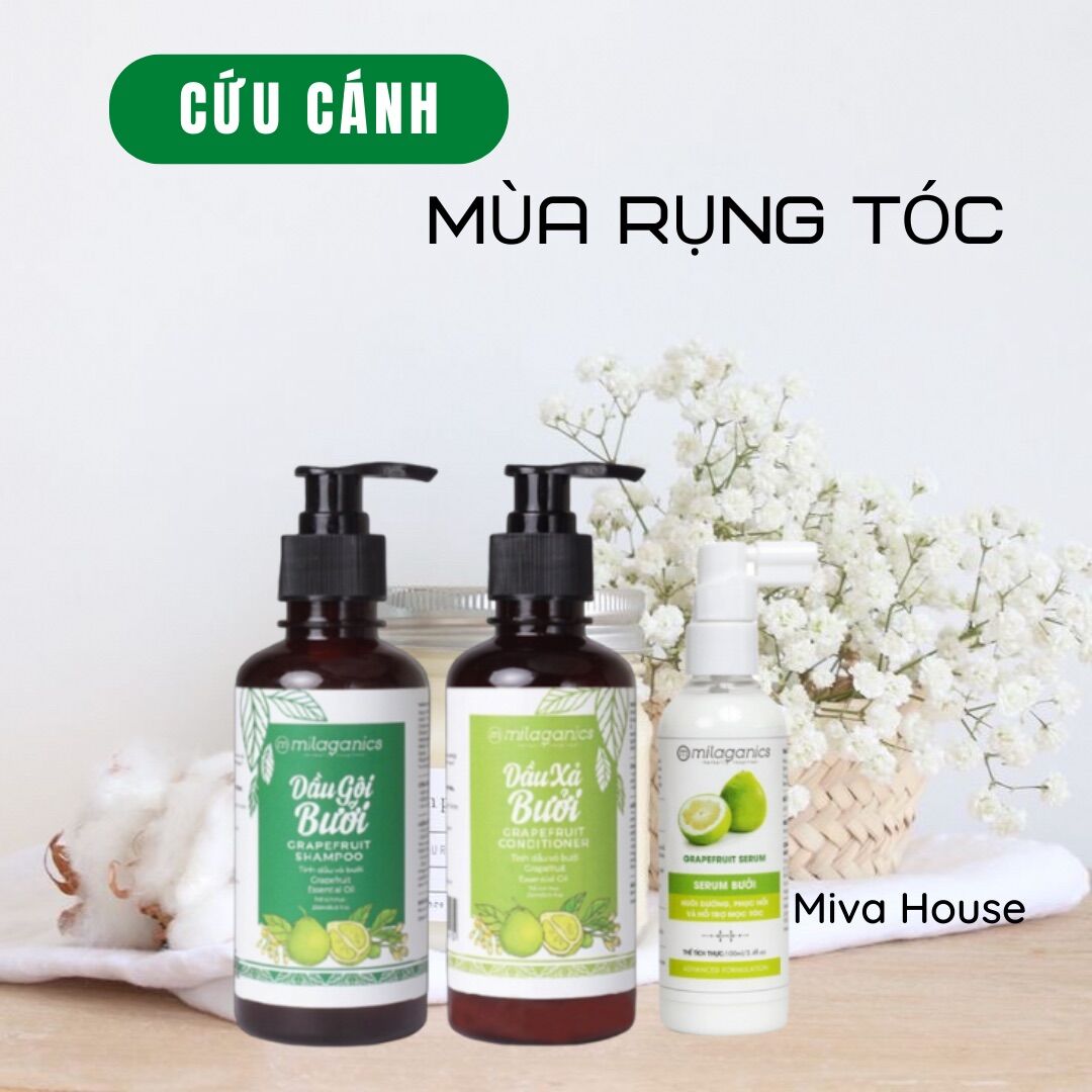 Dầu gội bưởi Milaganics ngăn rụng tóc kích thích mọc tóc
