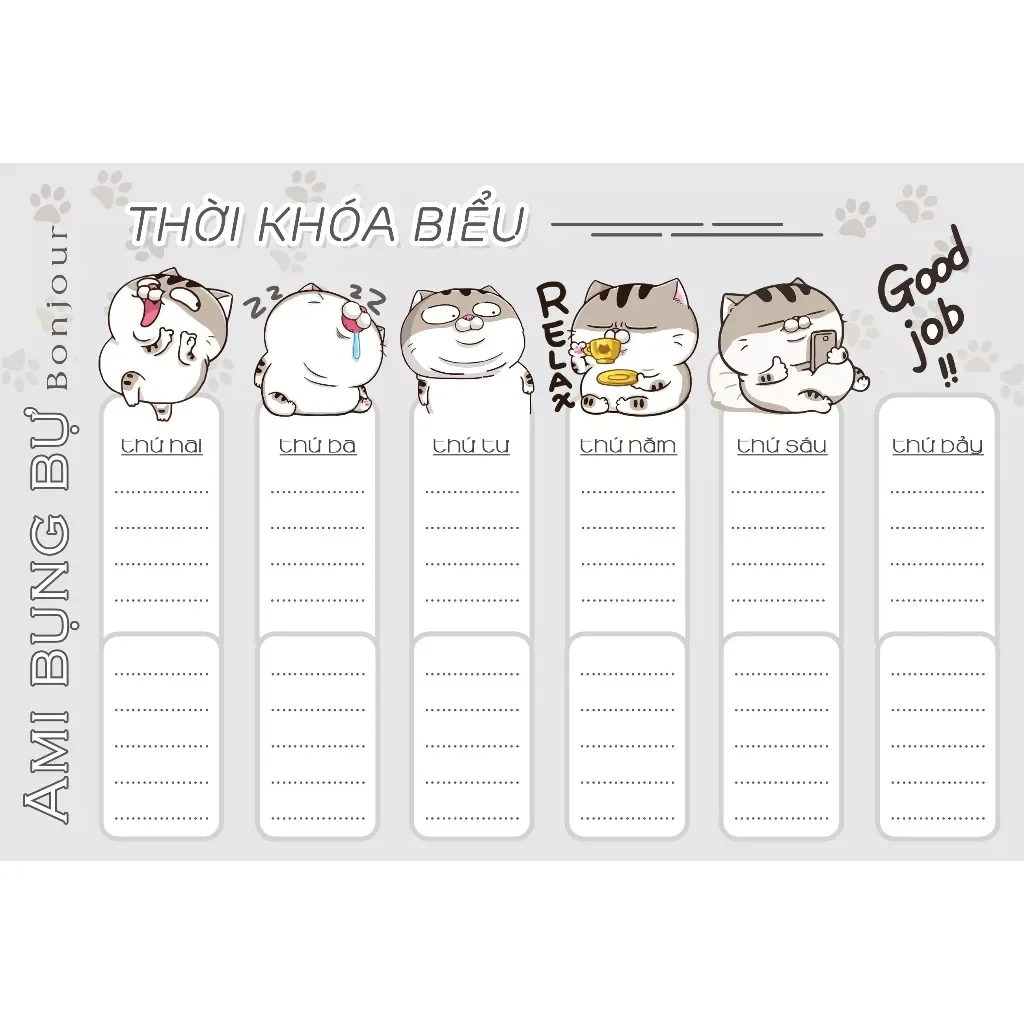 thời khóa biểu khổ A4,