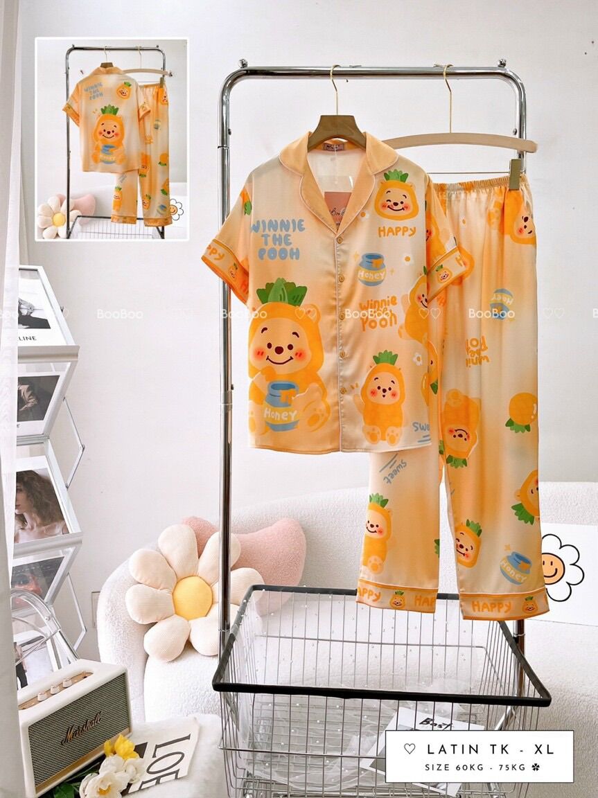 Bigsize Đồ Bộ Pijamas Boo Lụa Latin/Mango Form Tay Ngắn/Đùi Size XL (60-72kg)