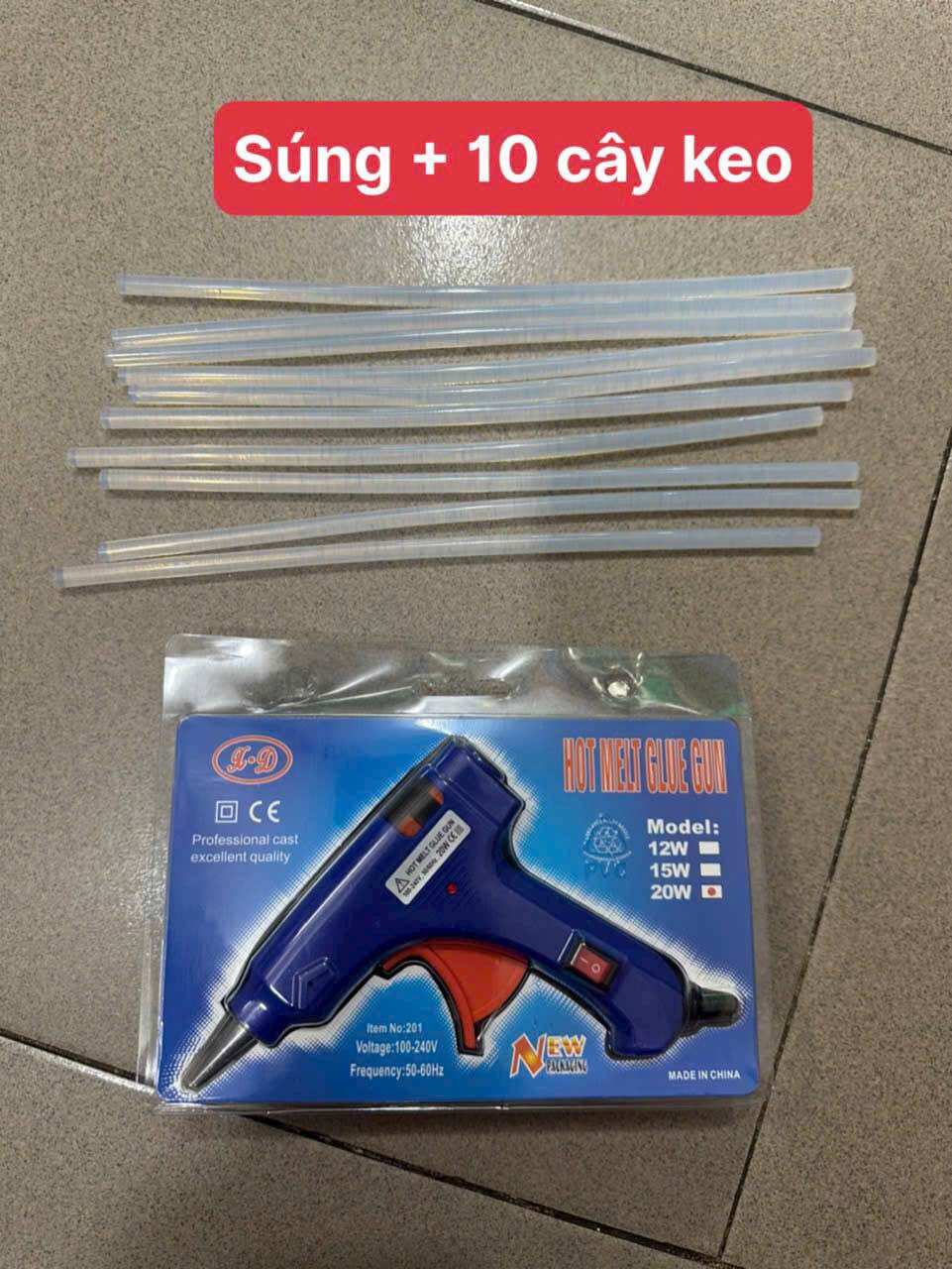 Súng bắn keo kèm 10 cây keo