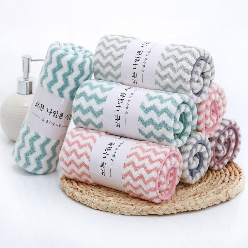 [Siêu Rẻ] Set 10 khăn mặt Hàn kẻ, mềm mịn, thấm hút tốt, 30*50cm