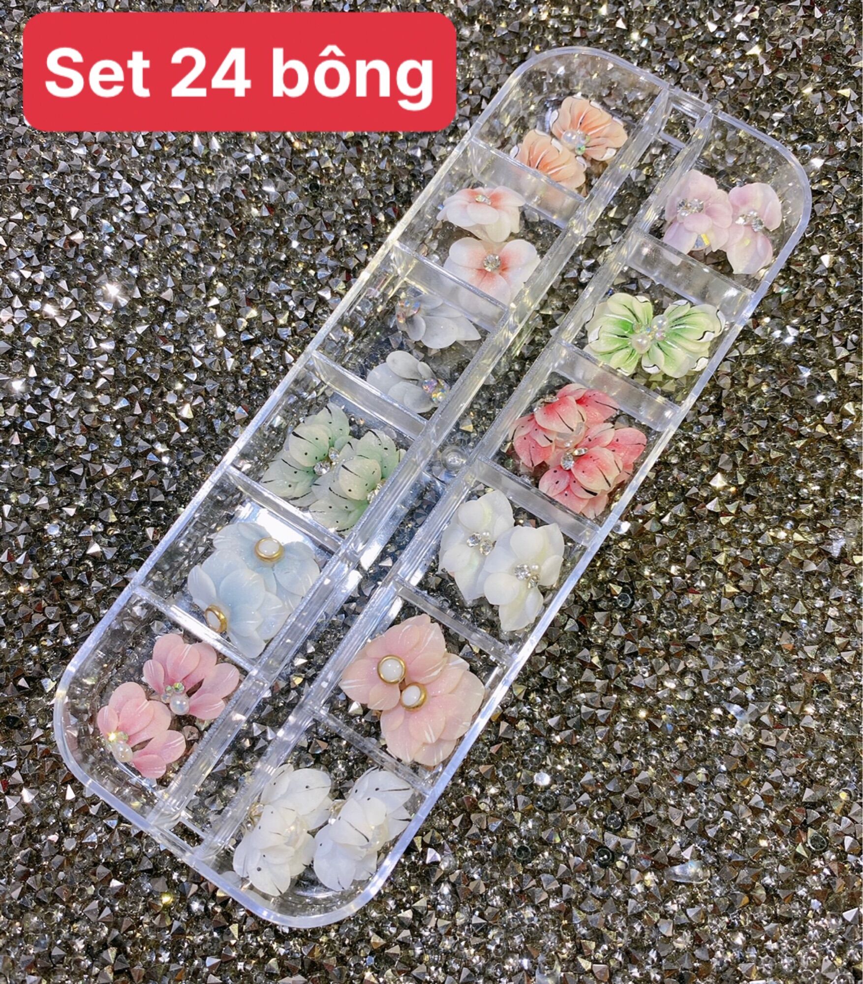 Set hoa bột 24 bông cánh lì