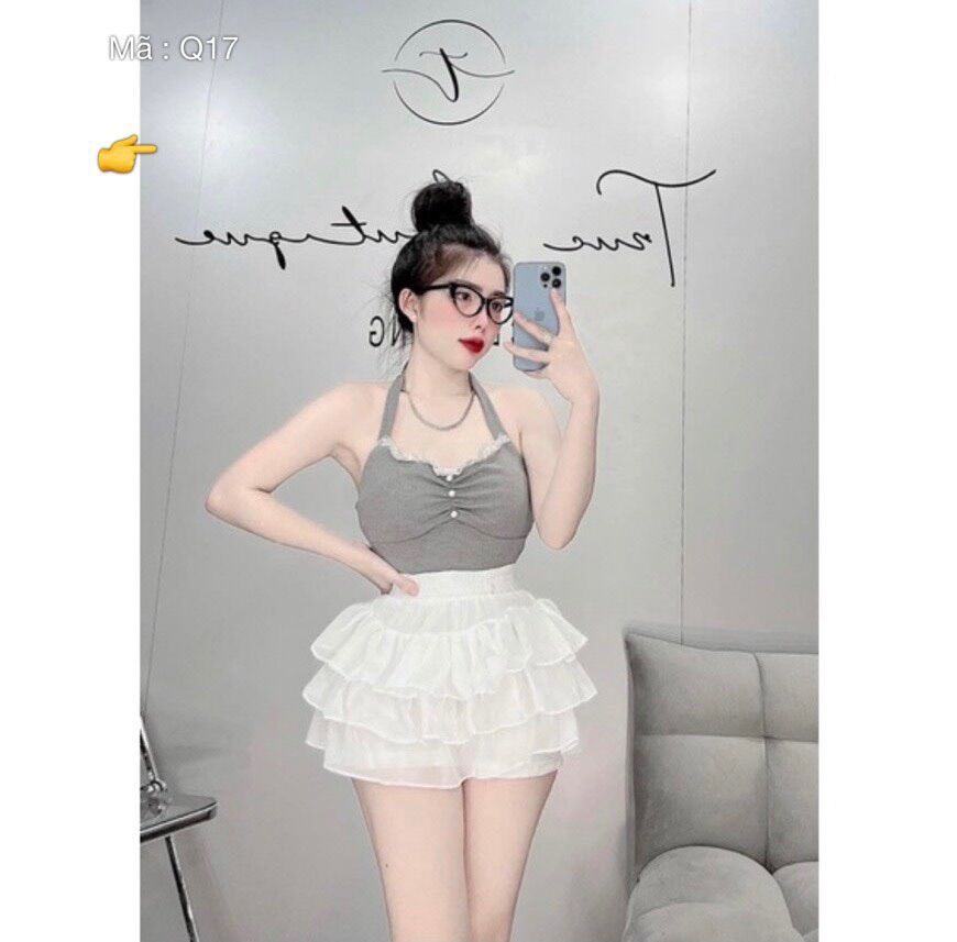 Chân váy voan tầng có lót quần