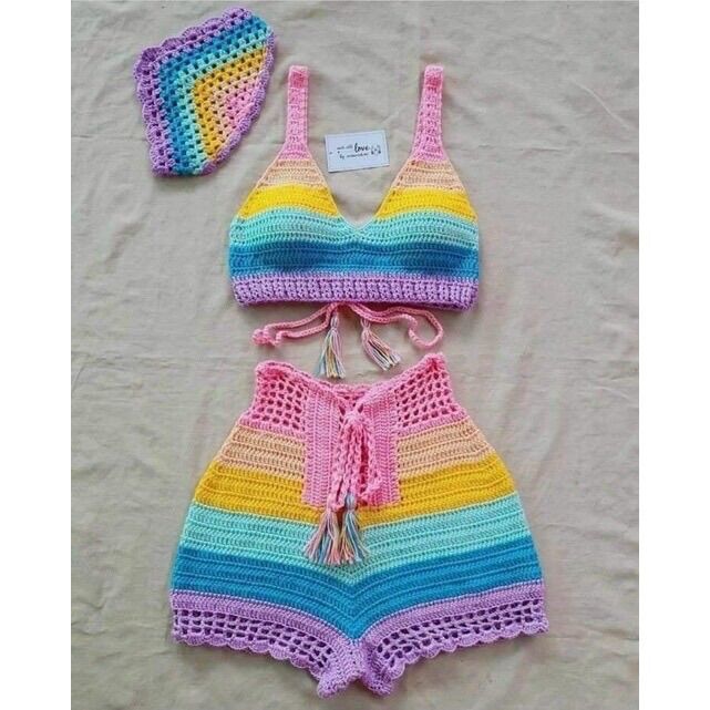Set len móc cầu vồng đậm