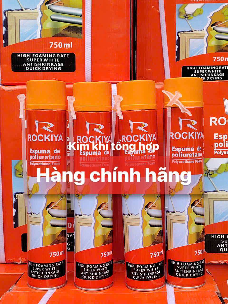 Keo bọt nở Rockiya ( Chính Hãng ) 750ml tạo bọt siêu trắng nhanh khô cách âm cách nhiệt chống thấm hiệu quả