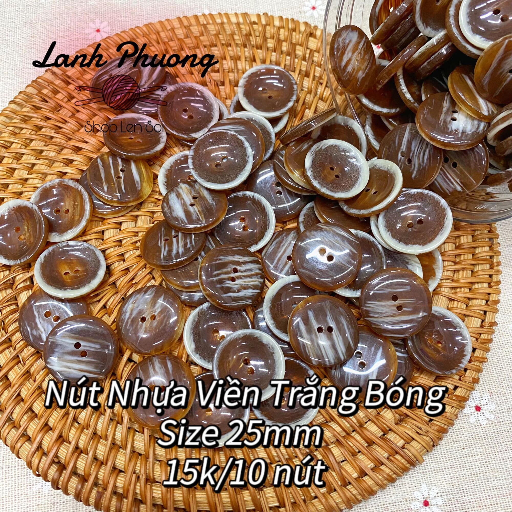 Nút Nhựa Viền Trắng Bóng (set 10 cái)