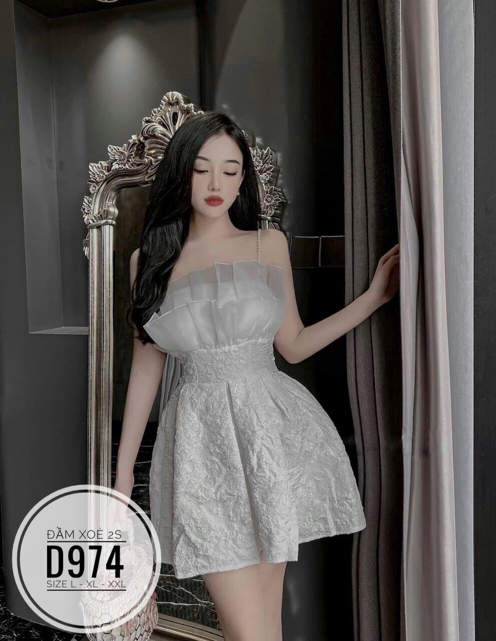 [Ảnh thật] 60-90KG BIGSIZE ĐẦM TIỆC XOÈ 2S D974