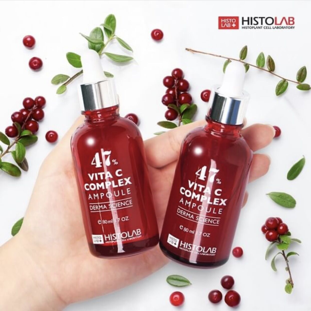Tinh chất dưỡng trắng, mờ thâm, se lỗ chân lông histolab 47% vita c complex ampoule derma science