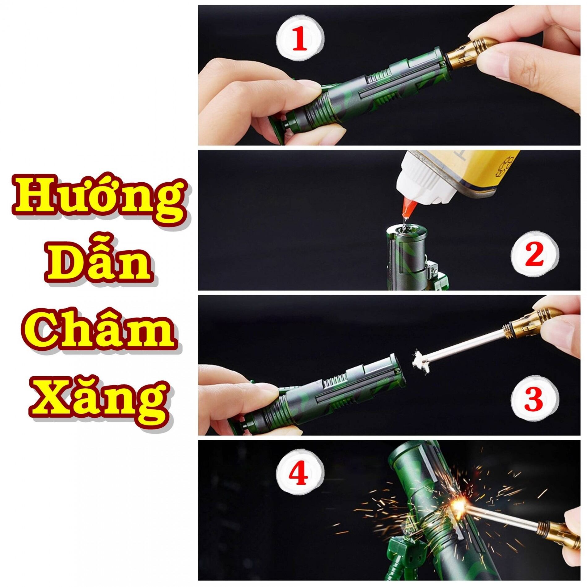 BẬT LỬA DIÊM XĂNG HÌNH SÚNG CỐI QUÂN ĐỘI (KIM LOẠI) - (XÀI XĂNG)