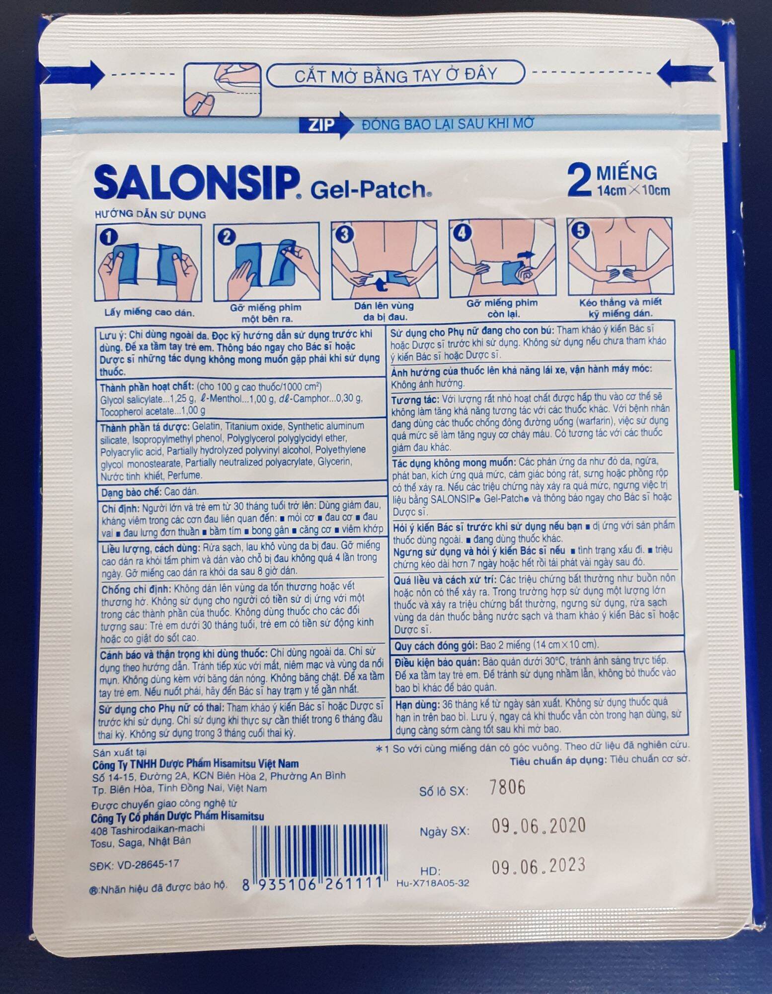 SALONSIP 1 BỊCH CÓ 2 MIẾNG ( LẠNH )