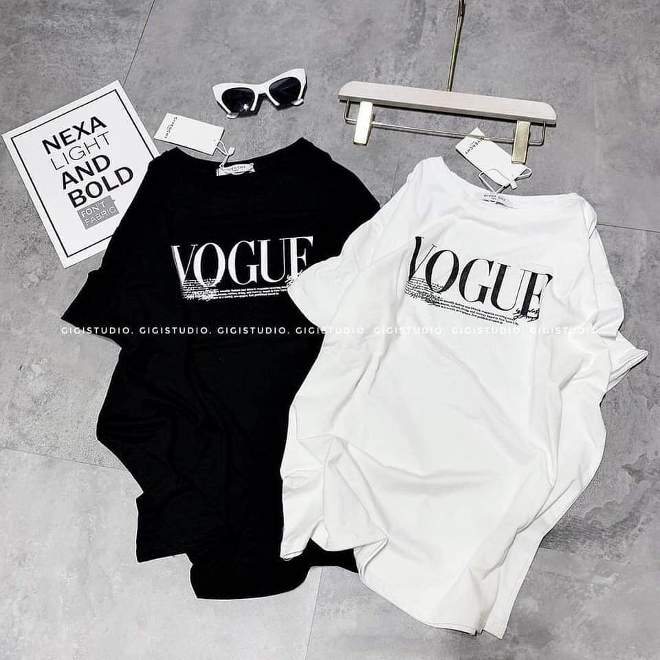 Áo thun vogue 2 màu trắng đen