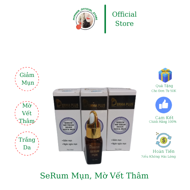 Serum DERMA PLUS Giảm Mụn Sau 2 Tuần, Mờ Vết Thâm Do Mụn, Ngăn Ngừa Mụn Quay Trở Lại 10ml