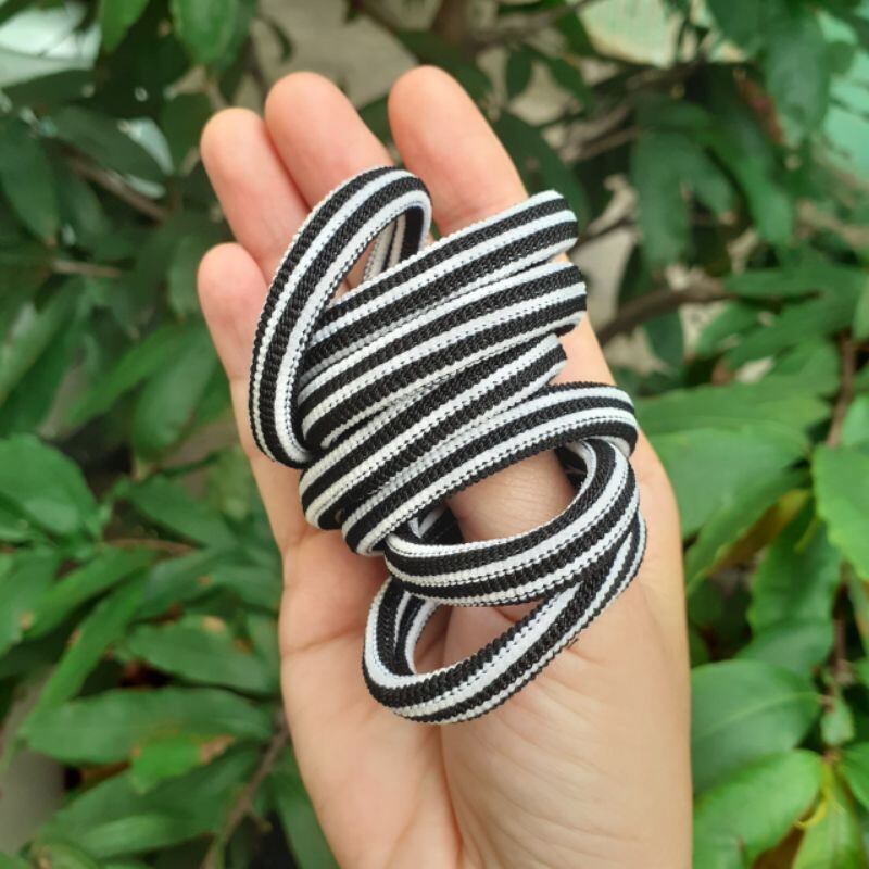 Túi 48 dây cột tóc sọc trắng đen dễ thương cứng,ít giản (Loại nhỏ)
