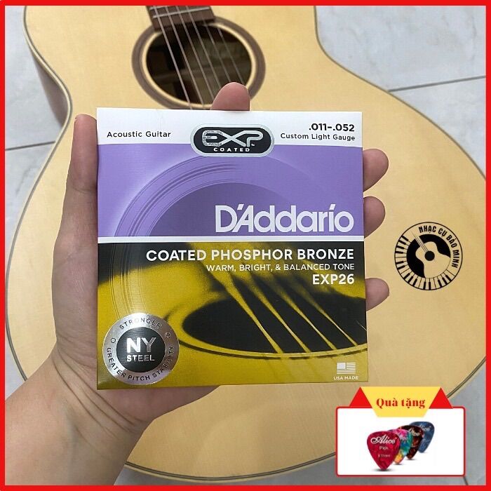 Dây đàn guitar acoustic D'Addario EXP26, Size 11. Tặng kèm phím gảy guitar