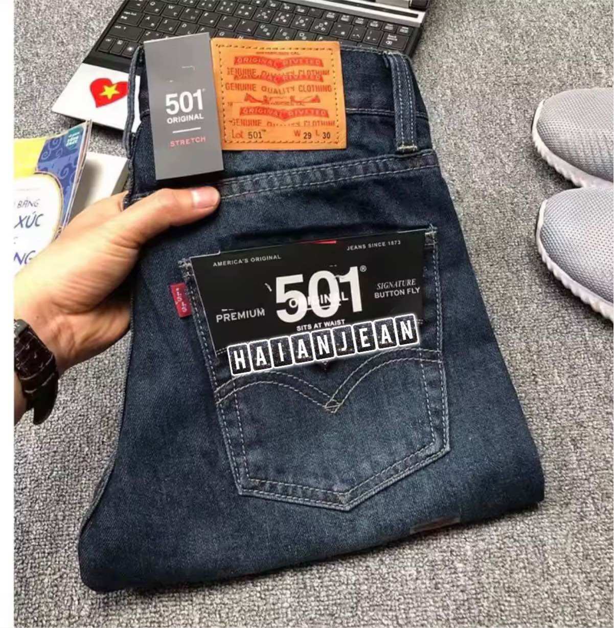 Quần jean nam ống rộng  quần bò nam ống suông jeans cotton không co dãn hàng cao cấp