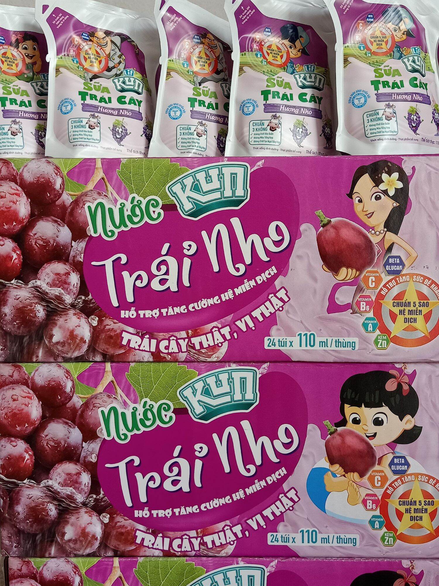 Sữa kun túi hương nho 110 ml