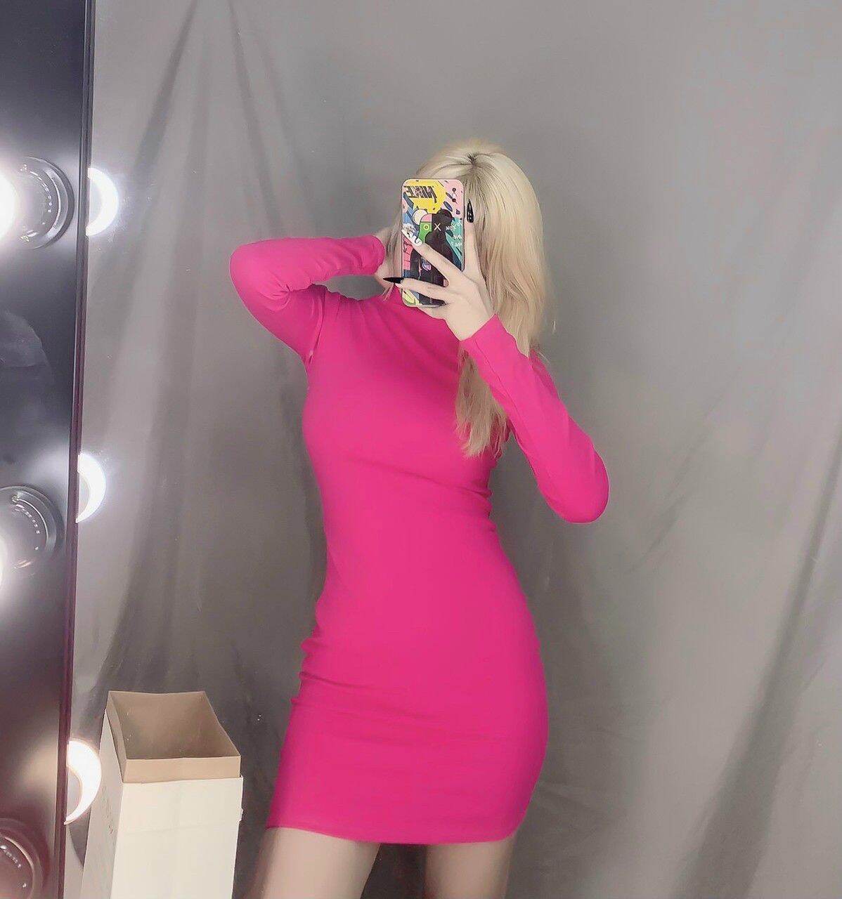 ĐẦM THUN BODY CỔ LỌ TAY DÀI