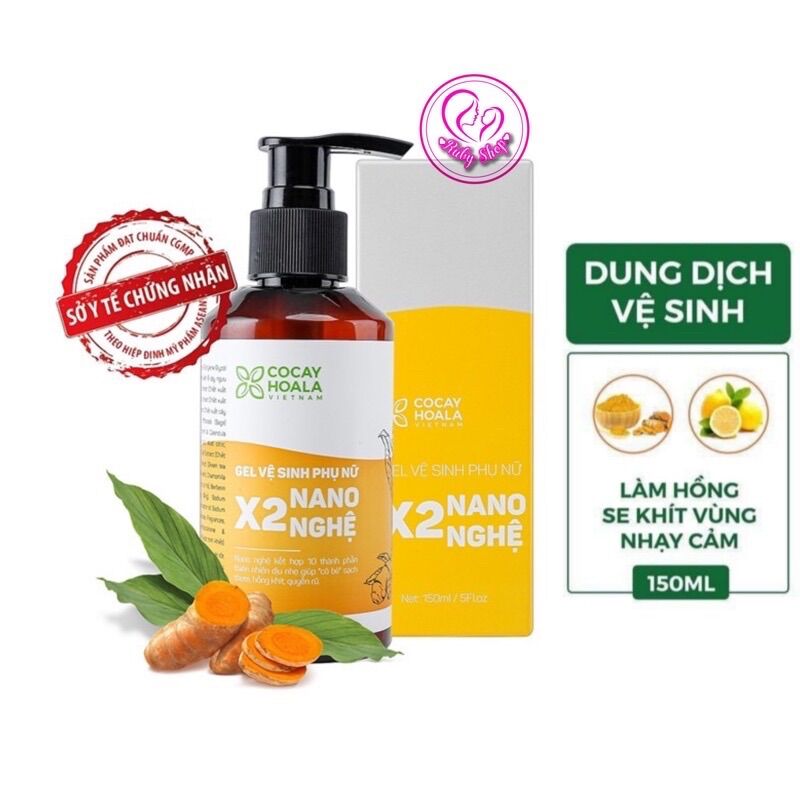 Dung dịch vệ sinh phụ nữ gel X2 nano nghệ,hồng, thơm, khít
