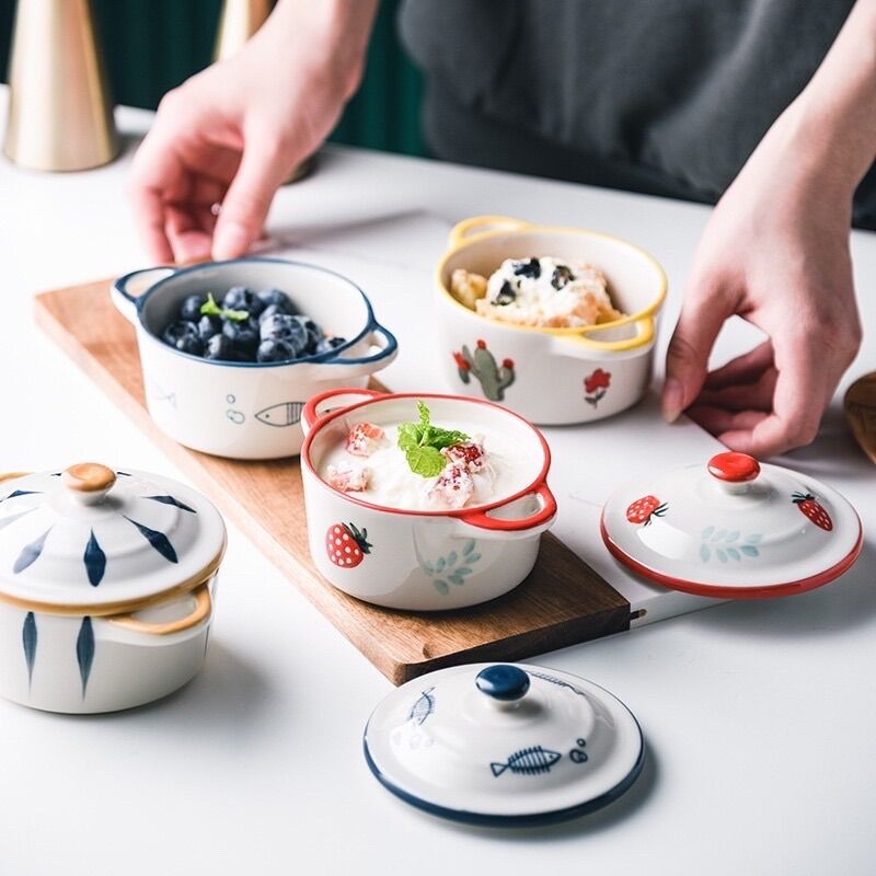 Bát Sứ Ăn Dặm Có Nắp Sứ Cao Cấp