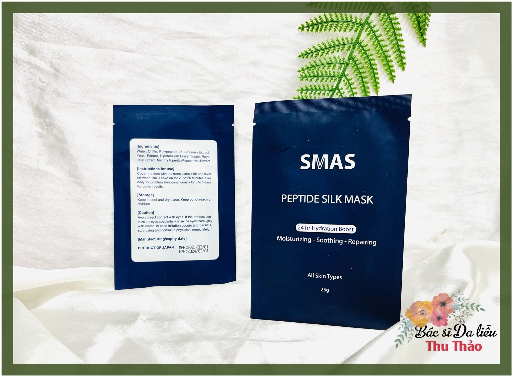[HCM][25g] MẶT NẠ DƯỠNG VÀ PHỤC HỒI DA SMAS PEPTIDE SILK MASK