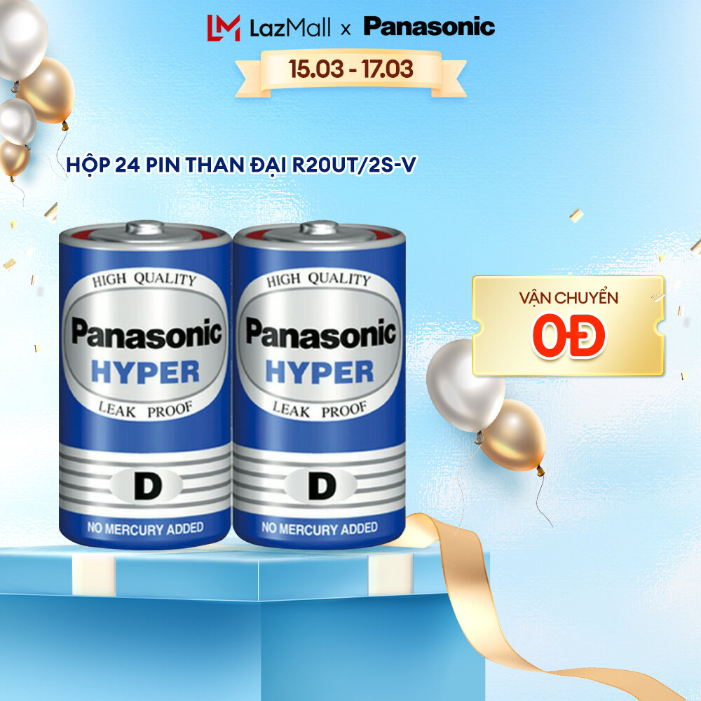 Hộp 24 viên Pin Than Đại Panasonic 1.5V R20UT/2S-V (Xanh) - Hàng Chính Hãng