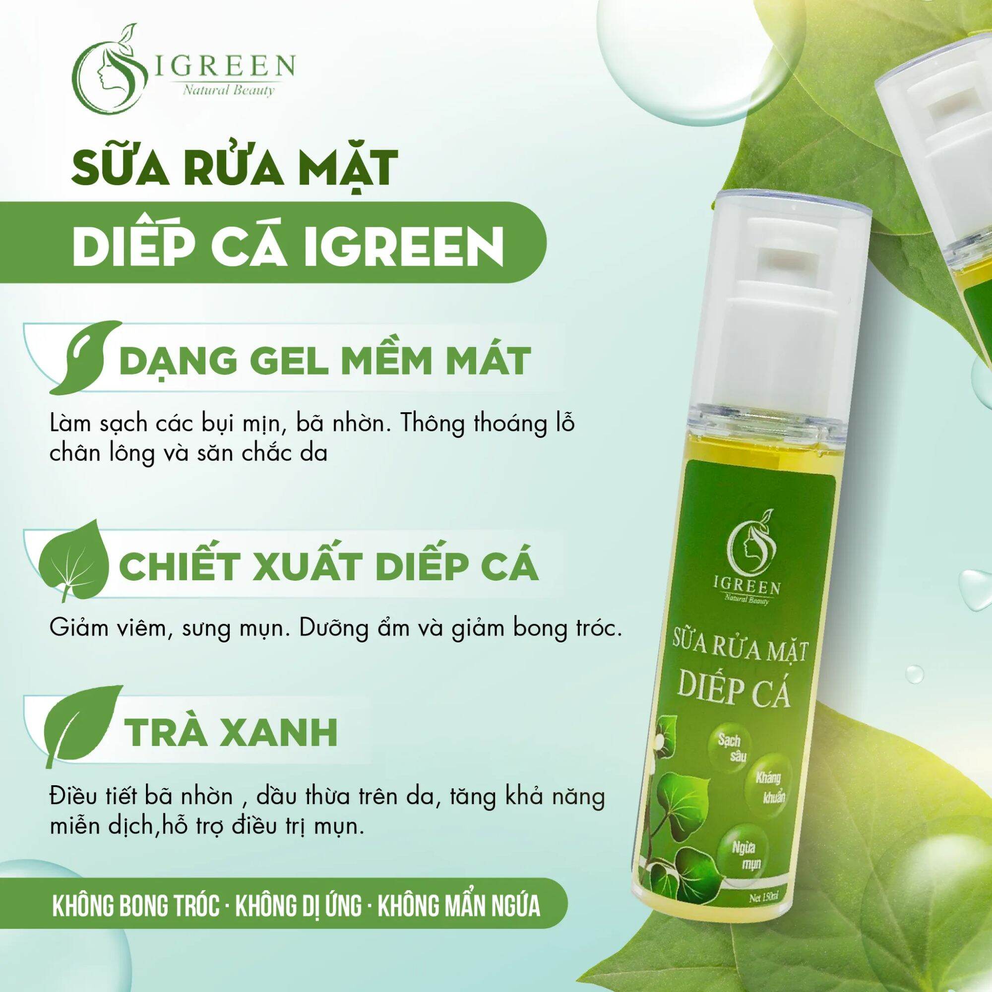 [DỊU NHẸ] SỮA RỬA MẶT DIẾP CÁ TRÀ XANH