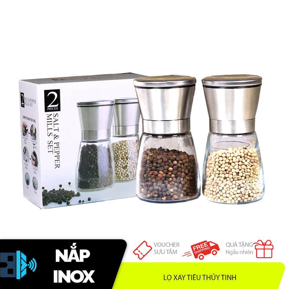 Dụng cụ xay tiêu lớn cối xay tiêu nắp Inox Nhật Bản chiều cao 14cm