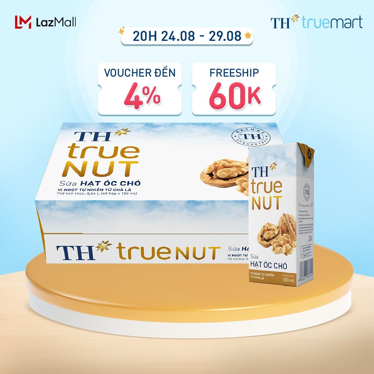 Thùng 48 hộp sữa hạt óc chó th true nut 180 ml