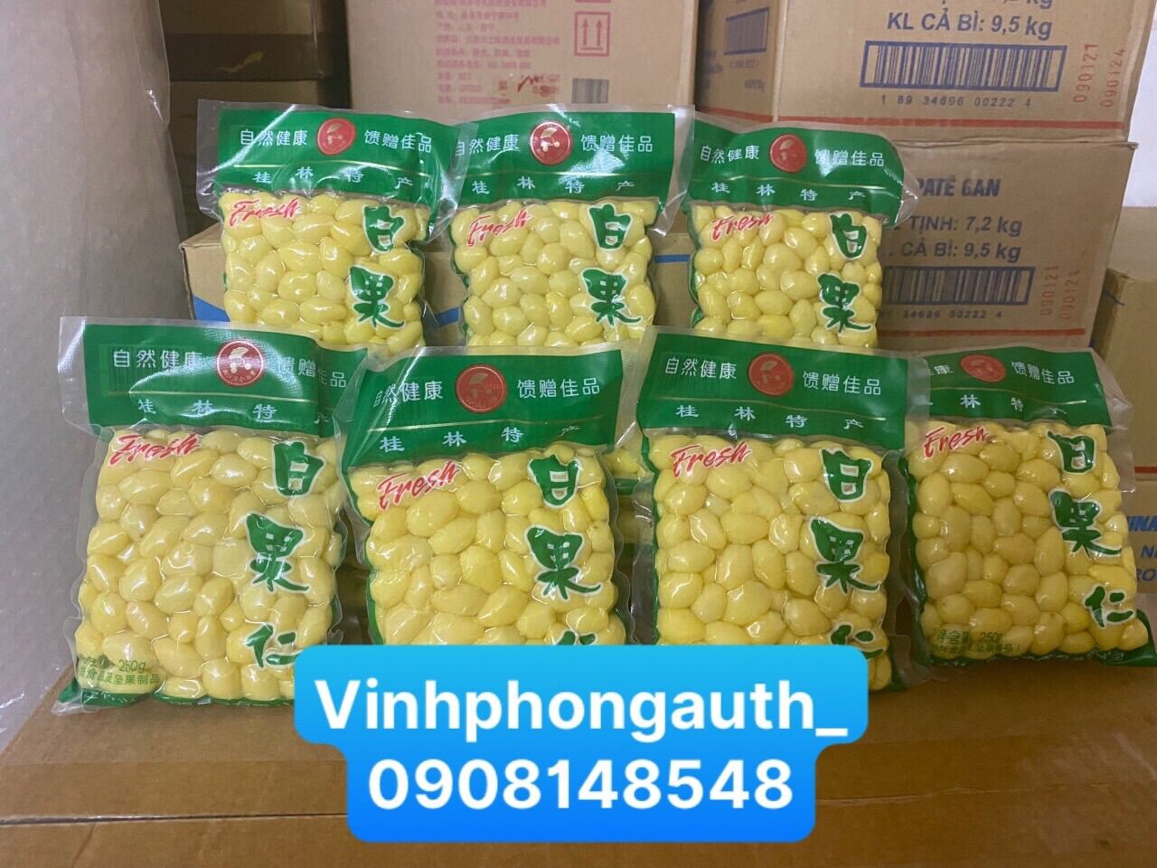 Bạch quả lột vỏ sẵn hút chân không 250gr