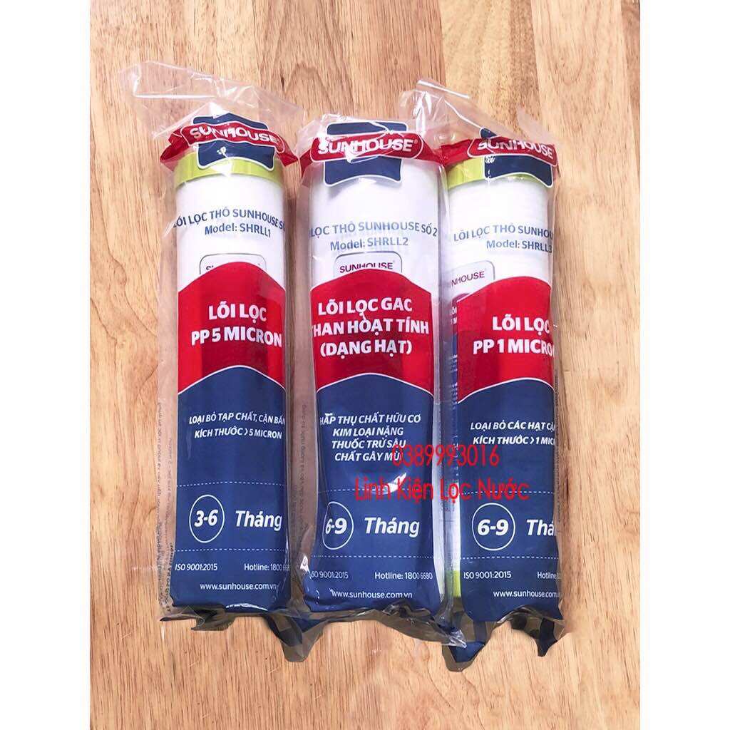 Bộ 3 lõi lọc nước 123 Sunhouse chính hãng