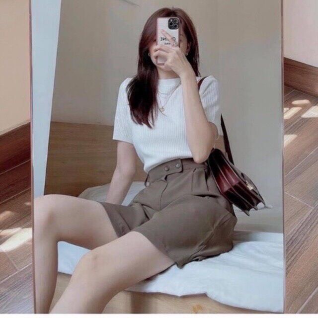 3029. áo thun len gân tay ngắn basic
