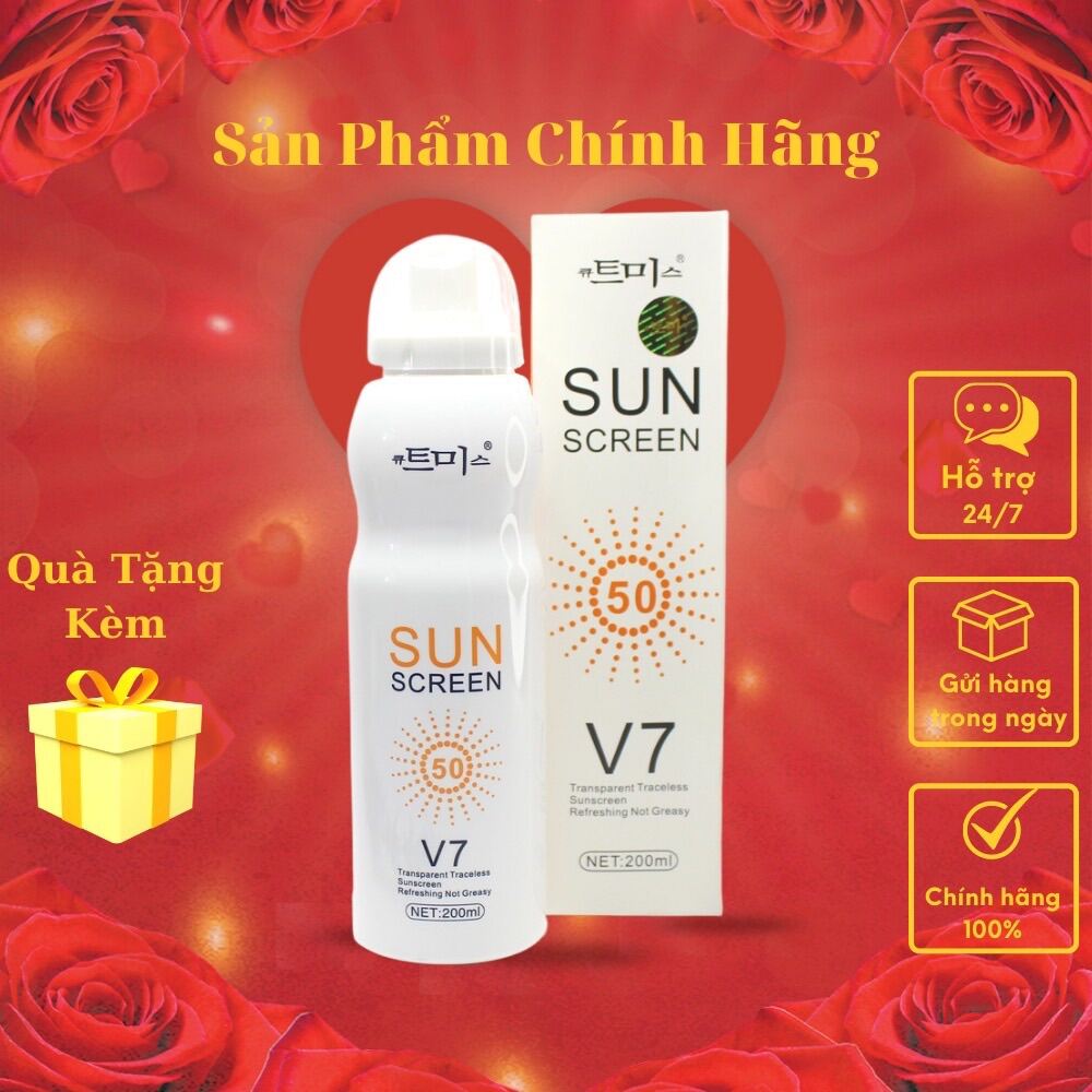 Xịt chống nắng trắng da toàn thân V7 Sun Screen chính hãng Hàn Quốc SPF 50++ chai 200ml