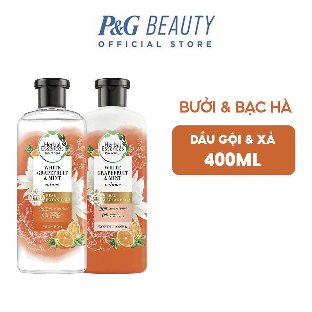 Dầu Gội Xã Làm Phồng Dày Tóc Herbal Essences Naked Volume Shampoo Bưởi & Bạc Hà 400ml