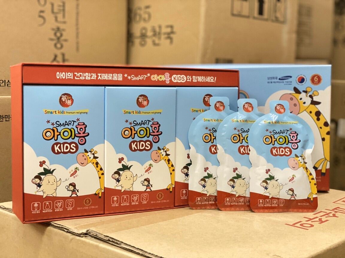 [ CHÍNH HÃNG] Hồng sâm Baby Smart Kids Hàn Quốc dạng nước hộp 30 gói x 30ml - giúp bé ăn ngon, ngủ kĩ, phát triển toàn diện, tăng cường trí nhớ