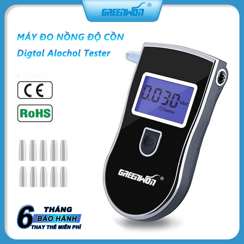 Máy thử nồng độ cồn Greenwon Máy đo nồng độ cồn Digtal Alcohol Tester máy thổi nồng độ cồn